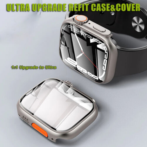 PC Cover Screen Protector Upgrade to Ultra Firm Glass for Apple Watch Case 8 7 6 - Foto 1 di 18
