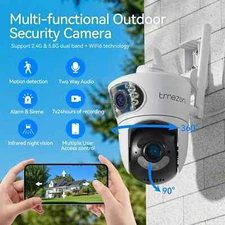 HD Outdoor Security Camera Dual Lens WiFi 360° Home Waterproof with 2-Way Audio