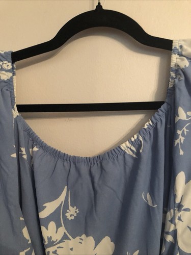 NWT Bloomchic Blue & White Floral Banded Waist Tie Back Dress Size 1X (14-16) - Picture 10 of 10