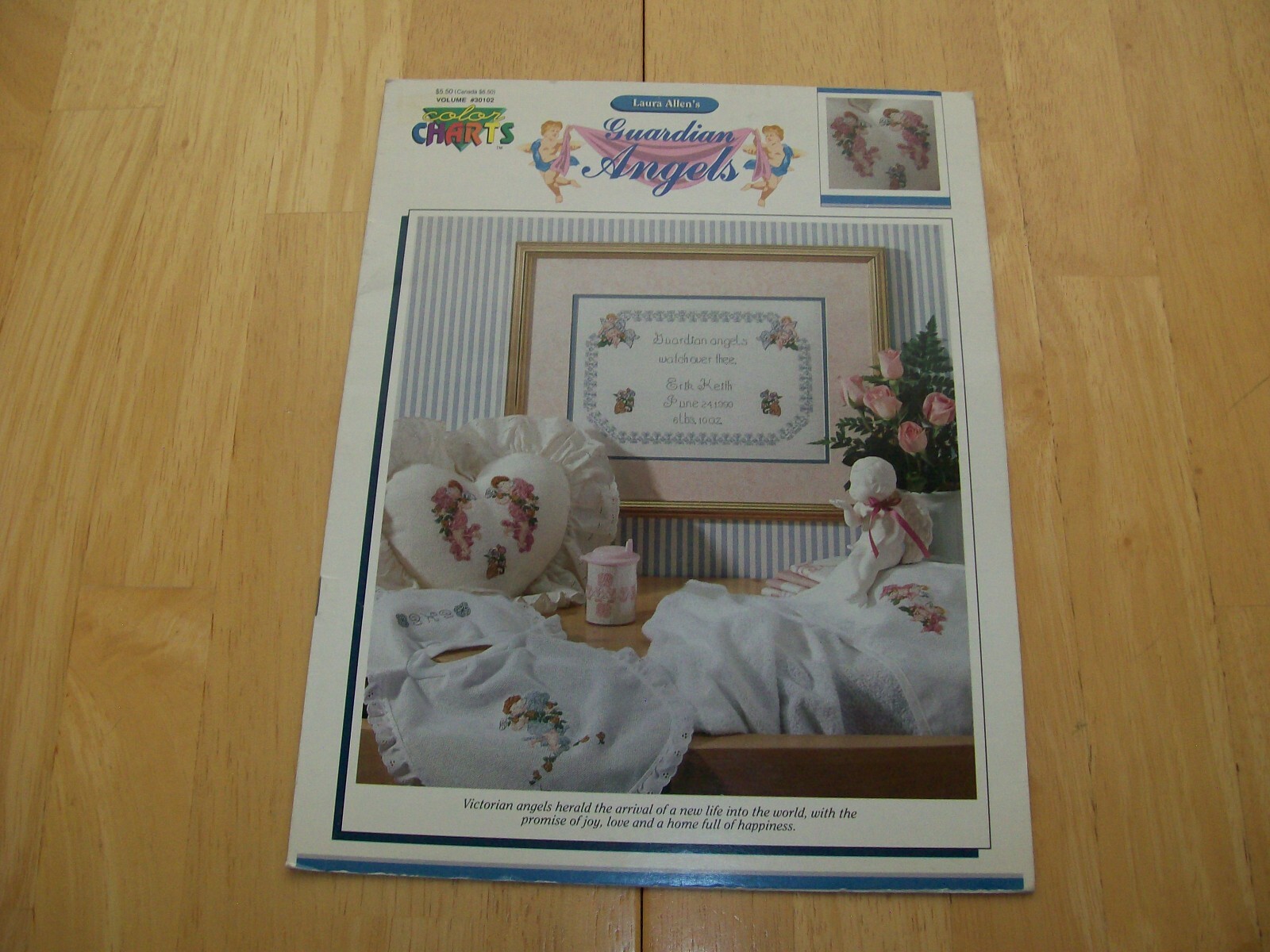 Vintage 1990's Color Charts Guardian Angels Cross Stitch Pattern by Laura Allen