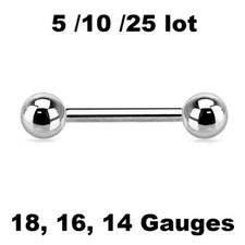 5/10/25 lot Piercing Barbells Tongue Nipple Ear Cartilage Ring Studs Wholesale