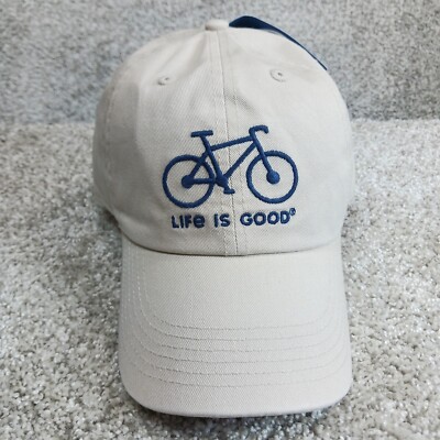 Life Is Good Hat Adult One Size Adjustable Beige Tan Bicycle Beach Summer Relax