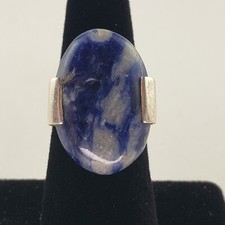 Sterling Silver Ring Blue Oval Sodalite 7.3g Size 6.25 7197