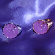 Purple Starry Sky Ring Vintage Hippie Retro Accessory Drop Oil Geometric Jewelry