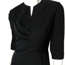 Vintage 1950s Little Black Dress 3/4 Length Sleeve Wiggle Dress SZ 6