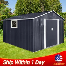 11.2 x 10.6 Ft. Outdoor Garden Metal Storage Shed Backyard Tool House Waterproof