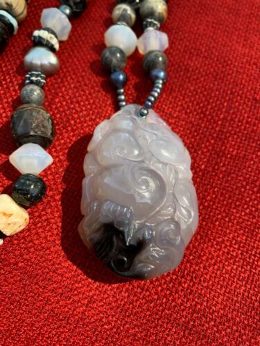 Antique Tibetan Agate Necklace, Rare Trading Bead… - image 1