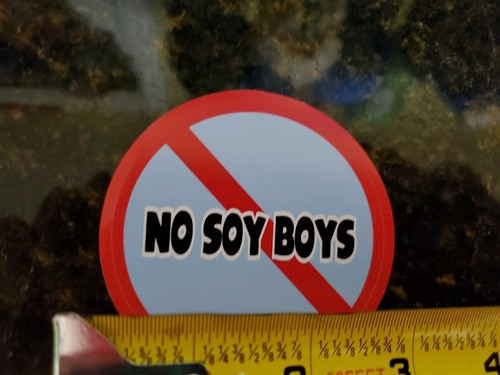 Anti SOY BOY funny Sticker 3" Round Design PRO Testosterone ALPHA MALE - Picture 3 of 4