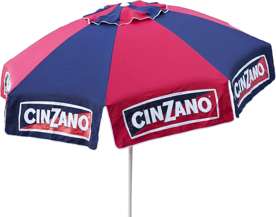 意大利 Cinzano 豪华伞海滩露台储物袋 8 英尺 2.43 米 倾斜 红色 蓝色 — 第 2/4 张图片