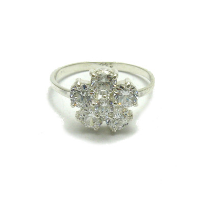 Echt Sterling Silber Ring Blume massiv 925 mit CZ R001656 Kaiserin Handarbeit