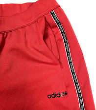 Adidas Women's Track Pants Climalite Red Single Black Stripe Small - READ
