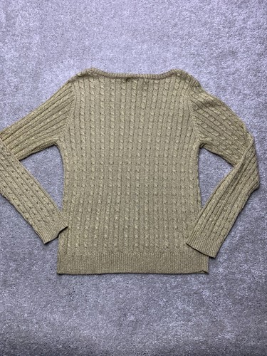 Suéter Lauren Ralph Lauren Mezcla Seda Cuello Barco Mujer XL Dorado Metálico Vacaciones - Imagen 6 de 14