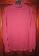 Milano Vintage 14 16 Knit Top Turtleneck Checked Houndstooth Print Burgundy Blk