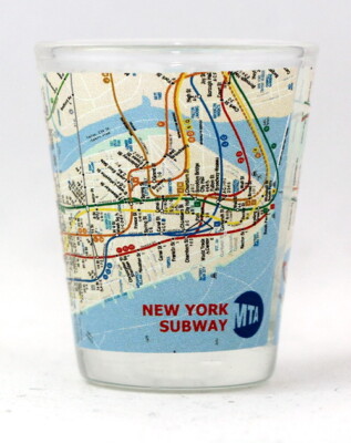 NEW YORK CITY SUBWAY MAP SHOT GLASS SHOTGLASS