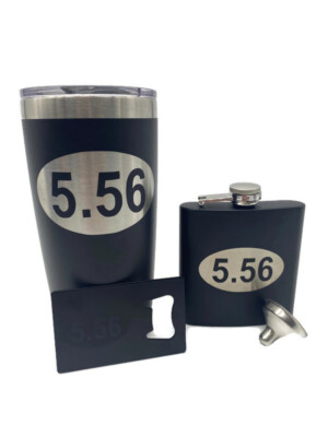 5.56 Tumbler Travel Mug, Bottle Opener & Flask Combo - AR-15- Personalize Option