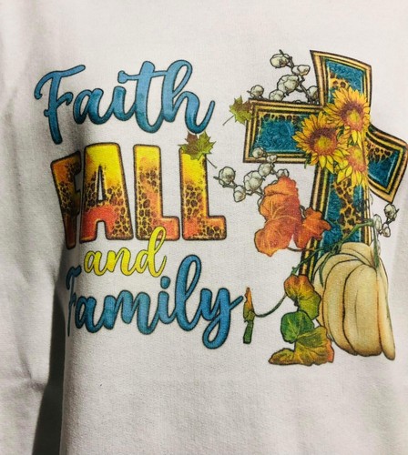 Faith Fall Family Sunflowers Cross Pumpkin Women’s Sweatshirt Hoodie Size M New - Picture 24 of 24