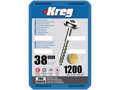Kreg Pocket-Hole Schrauben 38 mm, Verzinkt, Maxi-Loc, Grobgewinde - 1200Stk.