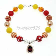 New Drop Pendant Chunky Bead Kids Gumball Bubblegum Fashion Women Necklace Gift