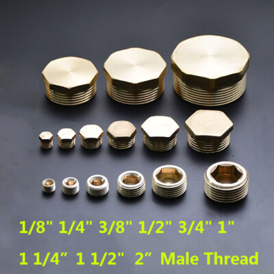 Brass Blanking Plug Pipe End Cap 1/8'' 1/4'' 3/8'' 1/2'' 3/4'' 1'' 2'' BSP Male Thread