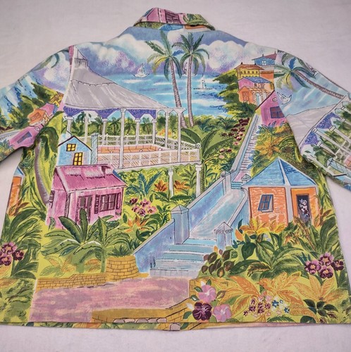 Chaqueta tropical escénica vintage Keren Hart talla L color vibrante en relieve con lentejuelas - Imagen 5 de 10