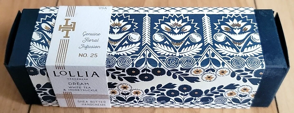 Creme para as mãos Lollia Dream chá branco madressilva manteiga de karité tamanho de viagem 1,25 oz NOVO - Imagem 3 de 3