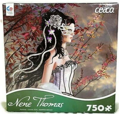 Nene Thomas Aveliad in Autumn Puzzle Fantasy Art Masked Black Hair Woman Fairy