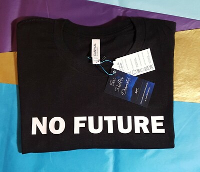 Pessimistic, Dark, Depressed ''No Future'' Adult Unisex T-Shirt in Heather Black