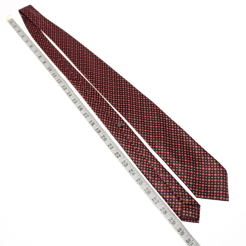Gravata Stefano Ricci 100% seda preta com círculos vermelhos feita na Itália - Imagem 3 de 4