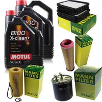 Mann-Filter Inspektionspaket 10L Motul 5W-30 8100 X-Clean+ FüR Mercedes E-Klasse