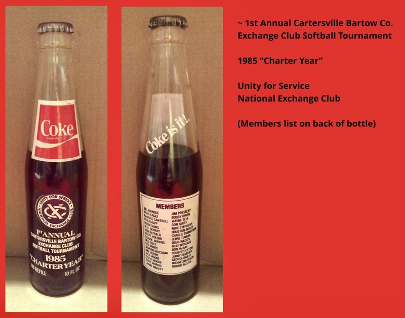 Coca-Cola 10 Oz Bottle - 1st Annual Cartersville Bartow Co. 1985 (Make Offer)