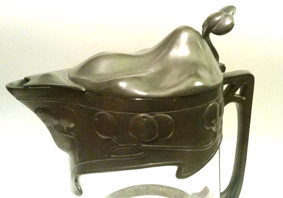 Antique Old Rare Art-Nouveau Jugendstil Orivit Austrian Pewter & Glass Decanter - Image 2 of 4