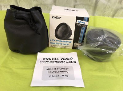 Objectif Téléphoto Vivitar 52mm 2.2x – HD Optics, Pour Sony FDR AX33/AX53