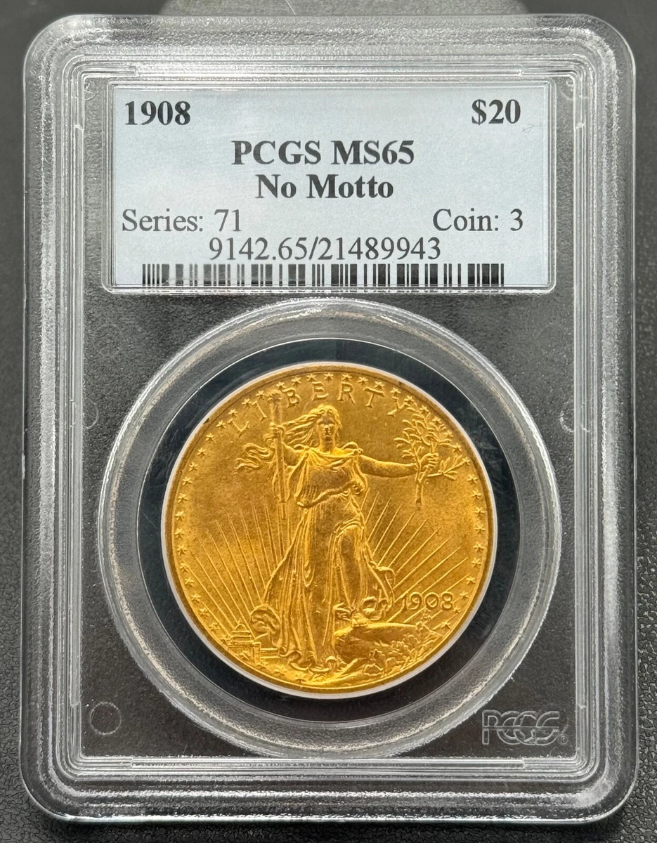 PCGS Certified MS 65 Graded 1908 Year Double Eagle $20 US Gold