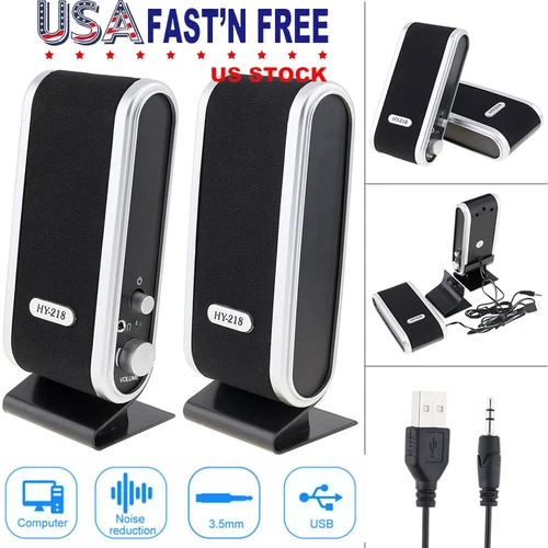 New PC Computer Speakers 2.0 Stereo USB 3.5 mm Jack Desktop Laptop Clear Sound - Bild 2 von 13