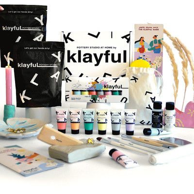 Klayful Pottery Kit For Adults 66Lbs Air Dry Clay Pottery Set Tools Paints