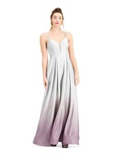 B DARLIN Womens Fit + Flare Dress Silver Spaghetti Strap Formal Juniors 12
