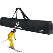 Padded Ski Bag for Air Travel, Fully Single Ski Travel Bags with 185cm Black