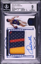 2022 Leaf Trinity 3-Color Patch AUTO Blue Chris Mullin/15 #PACM1 BGS 9 MINT+