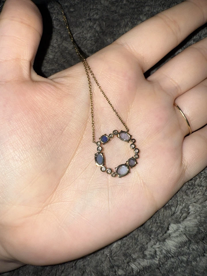 Anthropologie X Tai Rittichai Joyería Piedra Azul Halo Círculo Collar Cadena Oro Foto 2 de 3