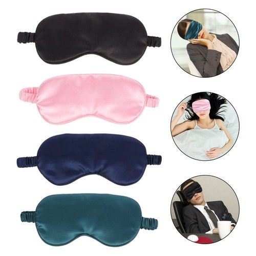 4 Stück Elegante Solide Patches Schlaf Augenmasken Seide Augenbinden Maske - Bild 12 von 12