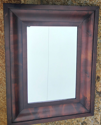 ANTIQUE EMPIRE MAHOGANY OGEE MIRROR  20 3/4" X 26" ORIGINAL BACK