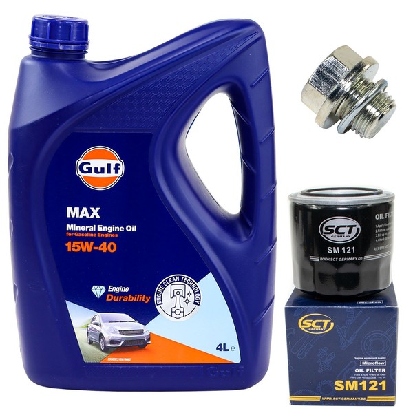 MotoröL Filter Set 15W-40 4 Liter + ÖLablassschraube FüR Hyundai Elantra KIA-image