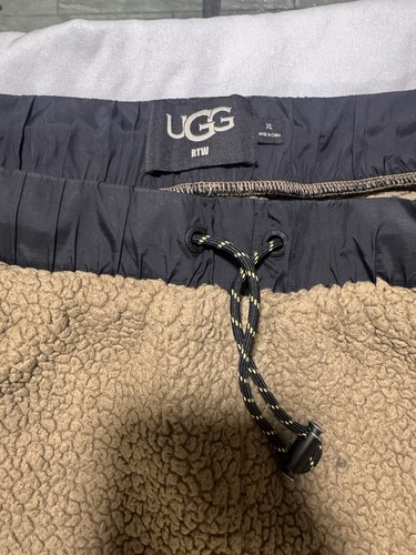 UGG Women’s XL Beige Sherpa Fleece Jogger Pants Drawstring Elastic Waist - Picture 2 of 2