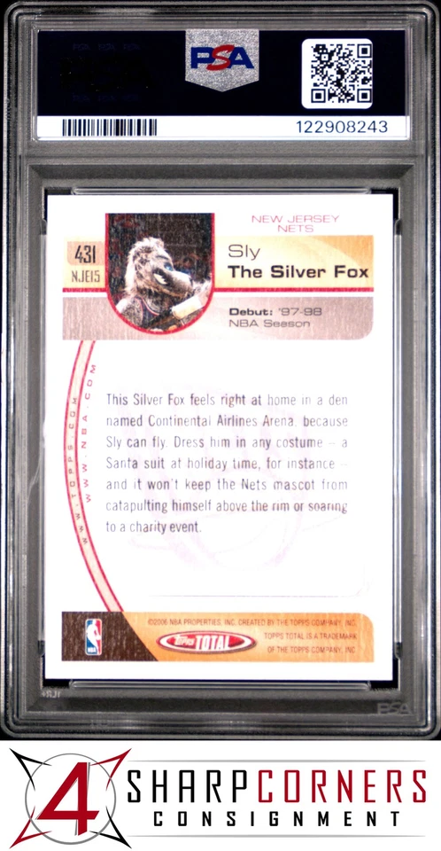 2005 TOPPS TOTAL #431 SLY THE SILVER FOX POP 1 PSA 10 - Image 2 of 3