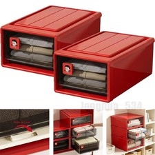 2 Pack Folding Wardrobe Storage Box Plastic Drawer Organizer Stackable Shelf US