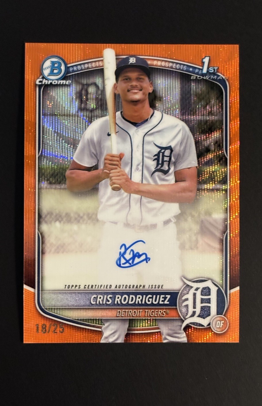 2025 Bowman Chrome CRIS RODRIGUEZ 1st Bowman Orange Wave Refractor Auto /25 🔥