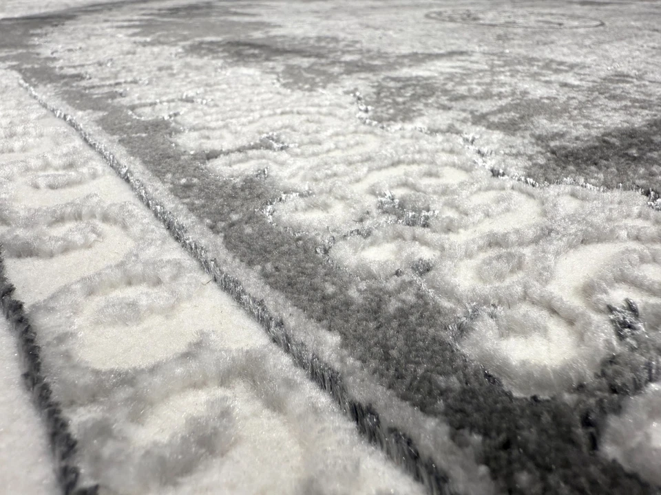 Modern Vintage Boho Area Rug Shiny High Low Pile Transitional Rug Living Room - Image 4 of 4