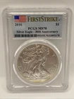 2016 Ms70 Silver Eagle PCGS 1oz Fine First Strike 30th Anniv Spots Toned