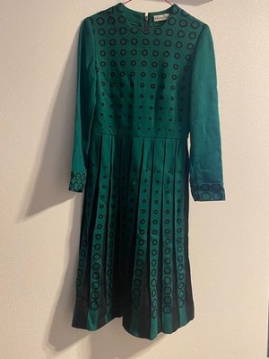 Christian Dior Vintage Einteiler Kleid Grün Plisseekleid, Mehrfarbig M Gr.