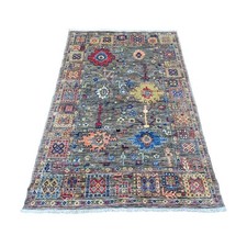 4' x 6' Gray Peshawar Ziegler Mahal Design Hand Knotted Pure Wool Rug R20696